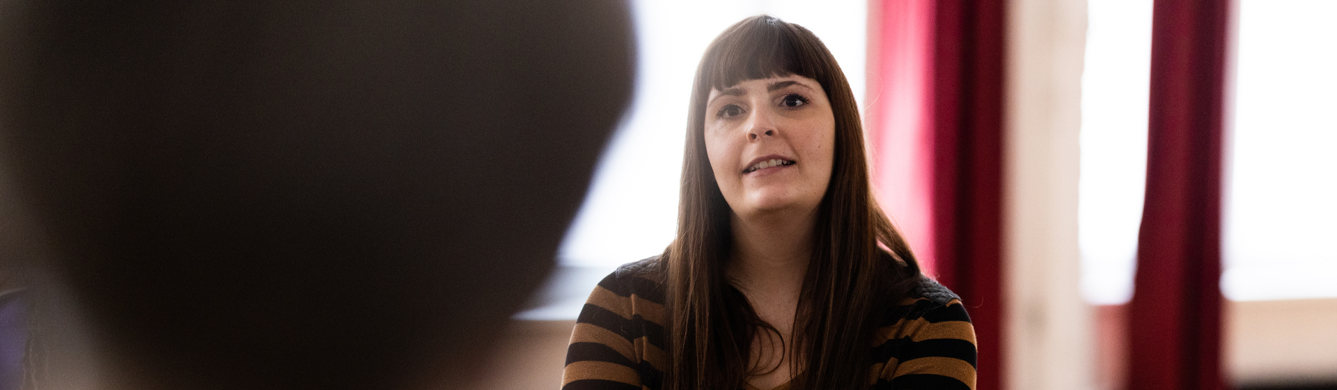 Woman having a conversation